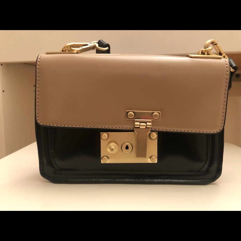 Zara Mini Crossbody Bag Black with Red Accent - Picture 2 of 10